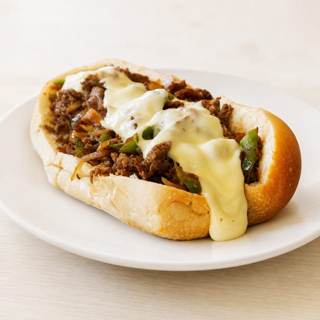 Philly Cheese Steak with Peppers and Onions.